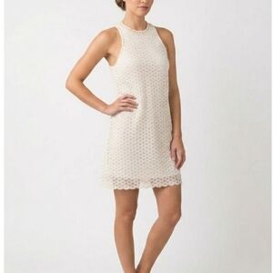 Francescas Ivory Cream Lace Overlay Halter Mini Dress S